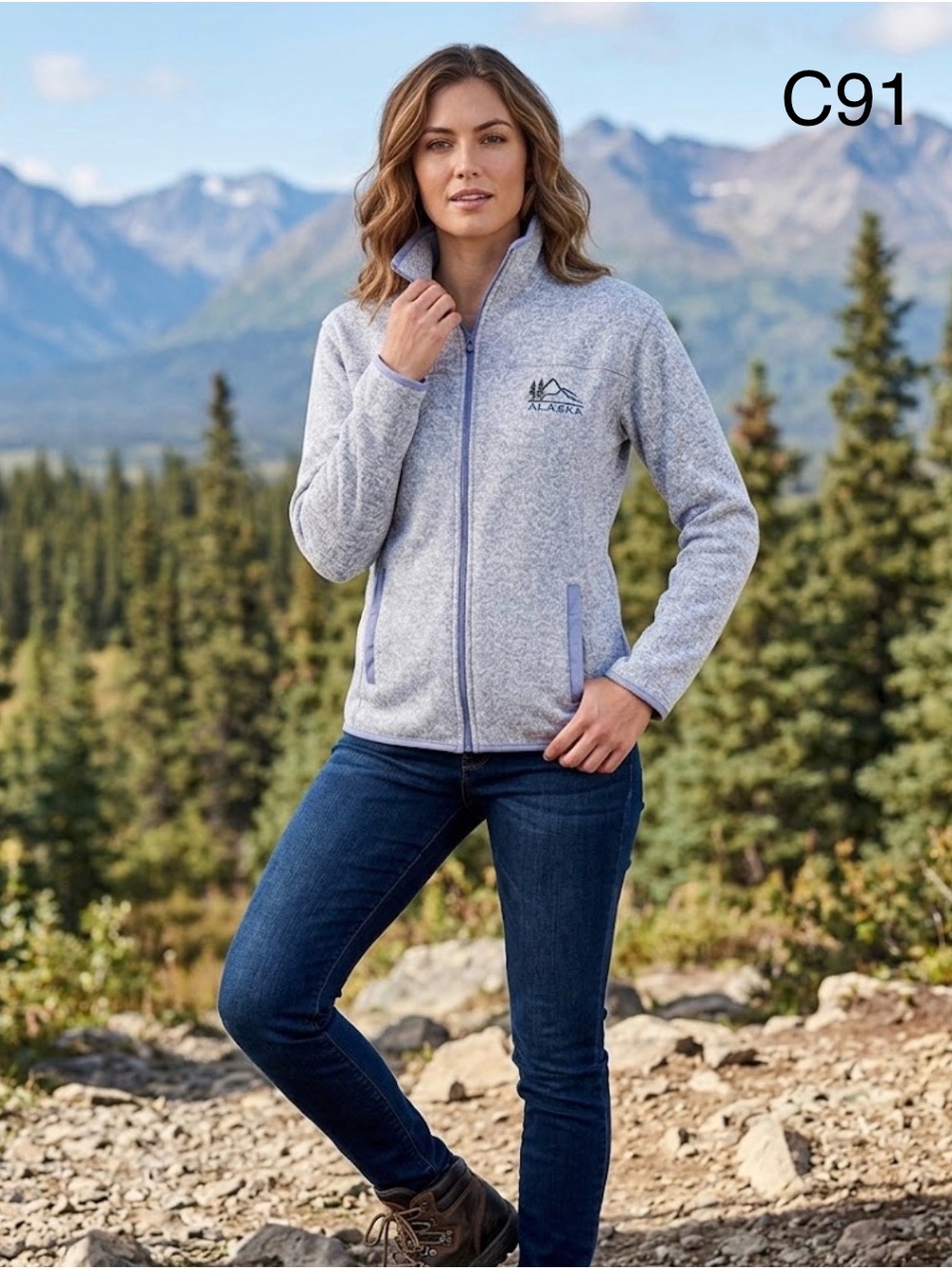 Heathered Light Gray Full-Zip Fleece Jacket - Women's,Size XL
